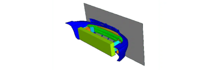A computer model of the interior structure of an aircraft.