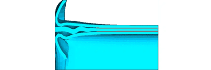 A blue and black background with some red lines