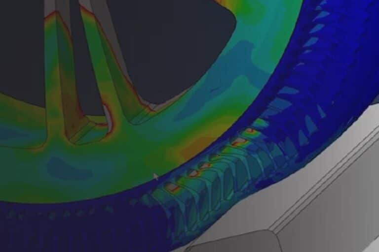 A close up of the tire in a car