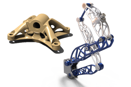 A 3 d image of an object with a mechanical arm.
