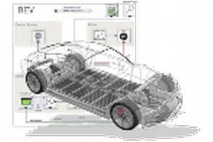 Electric vehicle chassis showing battery pack layout