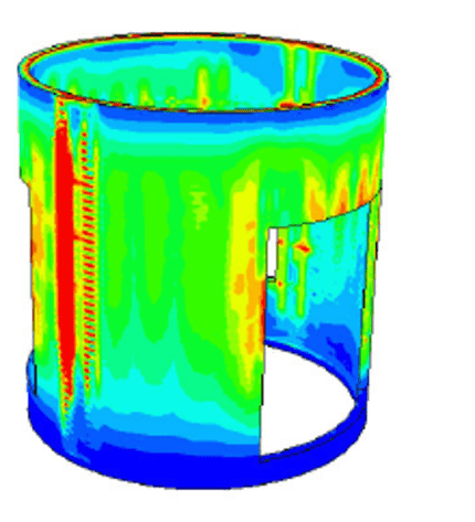 A computer generated image of a cylinder with a hole in it.