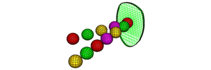 A bunch of balls are in the air