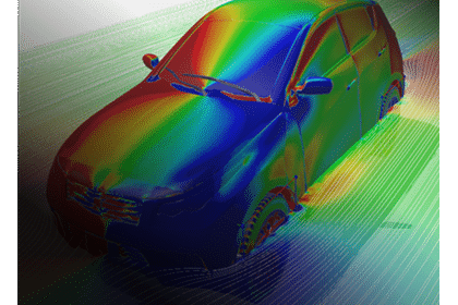 A car with a color map of the body.