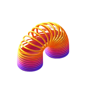 Vibrant gradient slinky arching on black