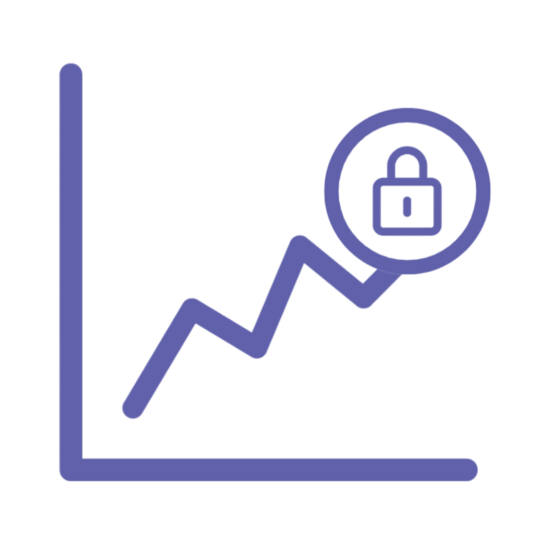 Secure growth chart with padlock
