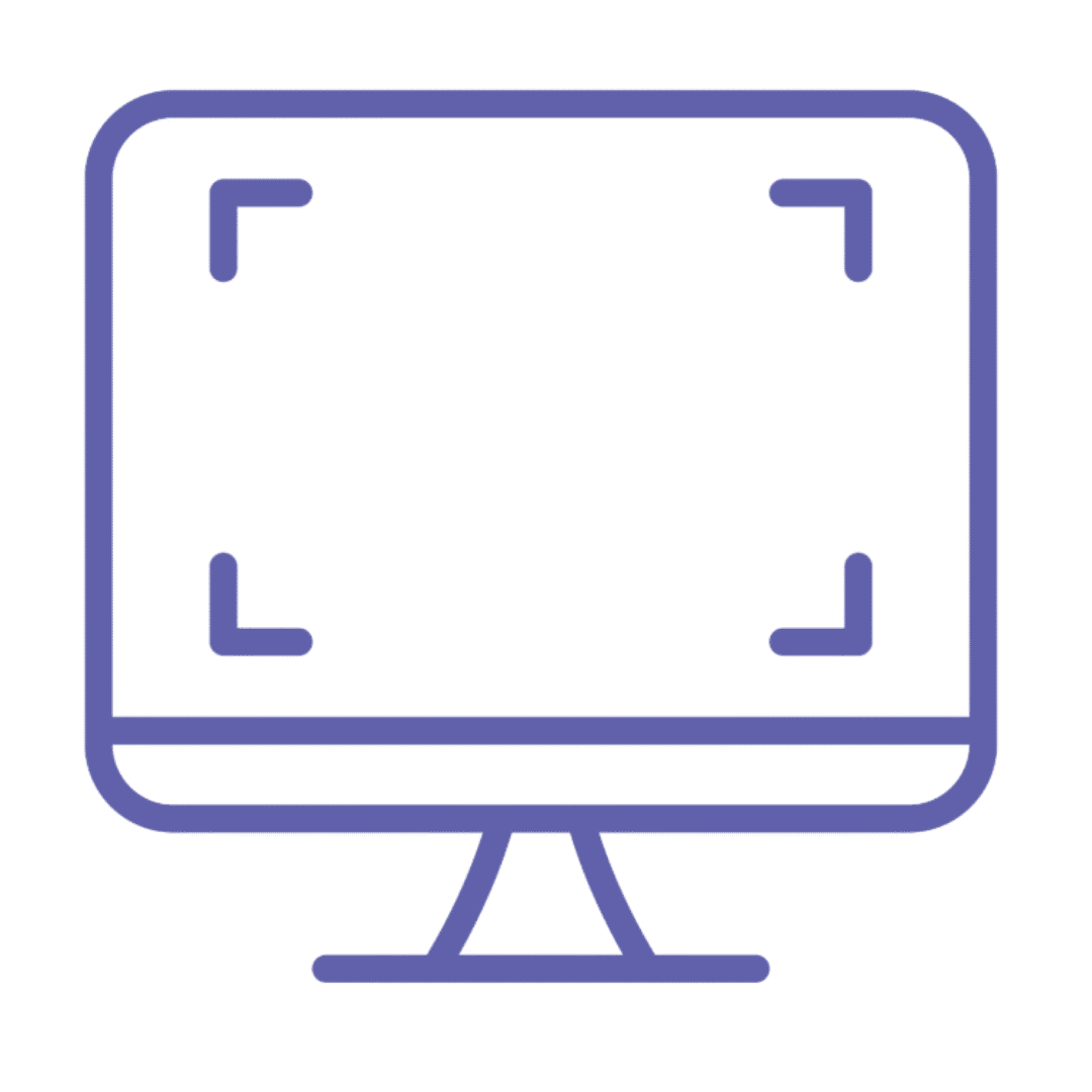 Purple monitor icon with crop marks