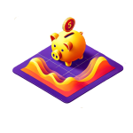 Piggy bank atop vibrant financial growth chart