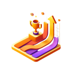 Trophy and upward arrows representing growth