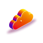 Orange gradient 3D cloud icon with shadow