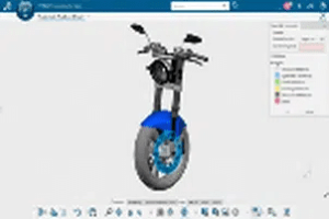 A 3 d image of a motorcycle with blue wheels.