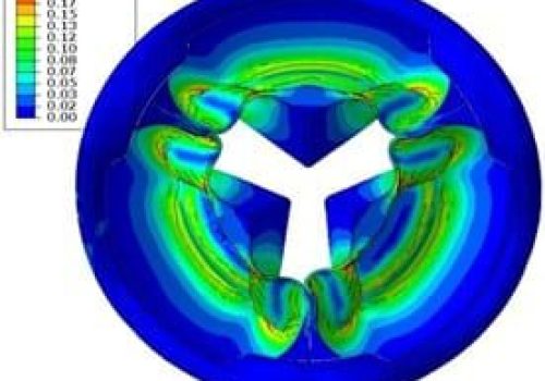 Colorful stress distribution in circular object.