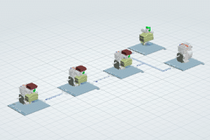 A series of four different robots on top of each other.