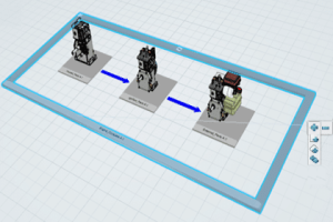 A 3 d image of three different machines in the same area.