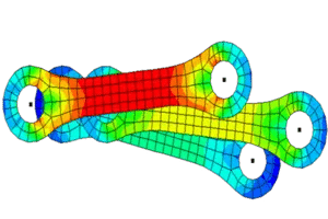 A computer generated image of an engine 's connecting rod.