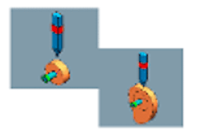 A blue and red pixel art picture of an orange