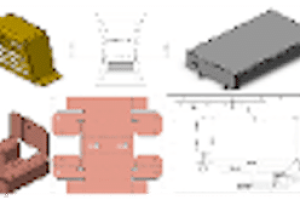 A computer rendering of the various parts in a table.